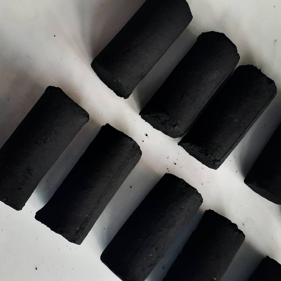 Cylindrical charcoal briquettes